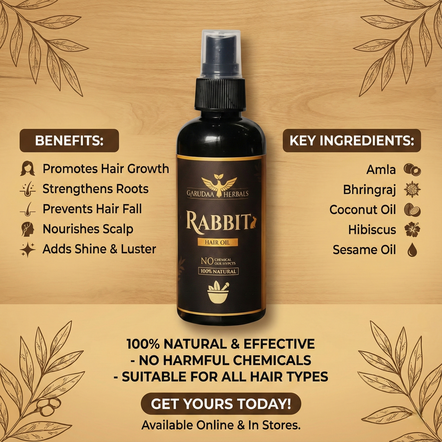 Rabbit Herbal Hair Oil – 100% Stronger, Healthier Growth